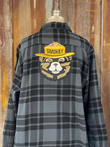 Smokey Bear Patch Flannel- Classic Black